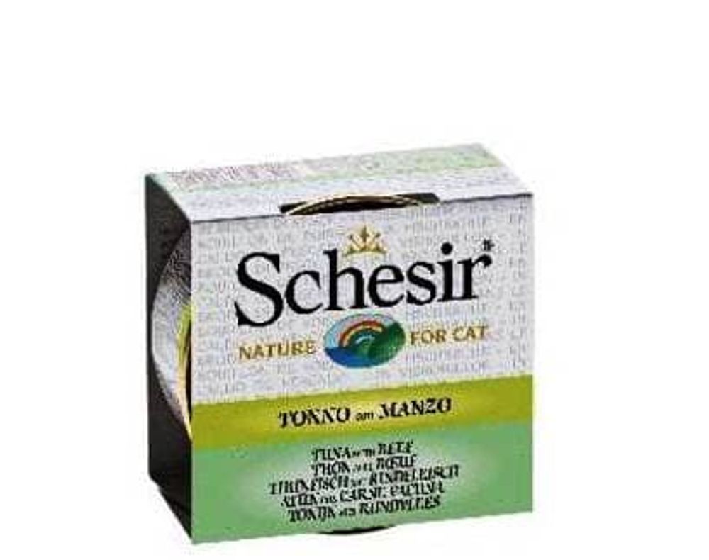 Schesir консервы для кошек 70г, Тунец с Говядиной в БУЛЬОНЕ Schesir консервы для кошек 70г, Тунец с Говядиной в БУЛЬОНЕ