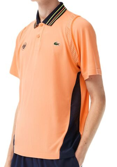 Мужское теннисное поло Lacoste Sport Roland Garros Edition Ultra-Dry Two Tone Polo Shirt - light orange/navy blue