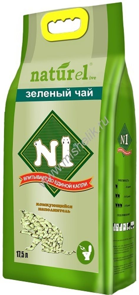 Комкующийся наполнитель №1 Naturel Зеленый чай для кошачьих туалетов 17,5 л Комкующийся наполнитель №1 Naturel Зеленый чай для кошачьих туалетов 17,5 л
