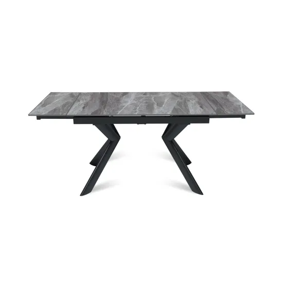 Стол "БРИДЖ" 120-180, керамика Itallian Light Grey глянц., опоры черный муар