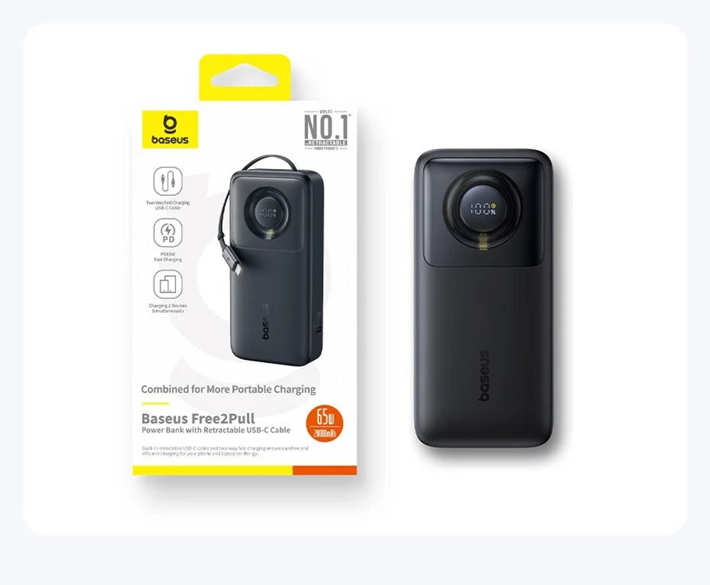 Внешний аккумулятор повербанк белый Power Bank 20000mAh 65W BASEUS PPLSC01-20