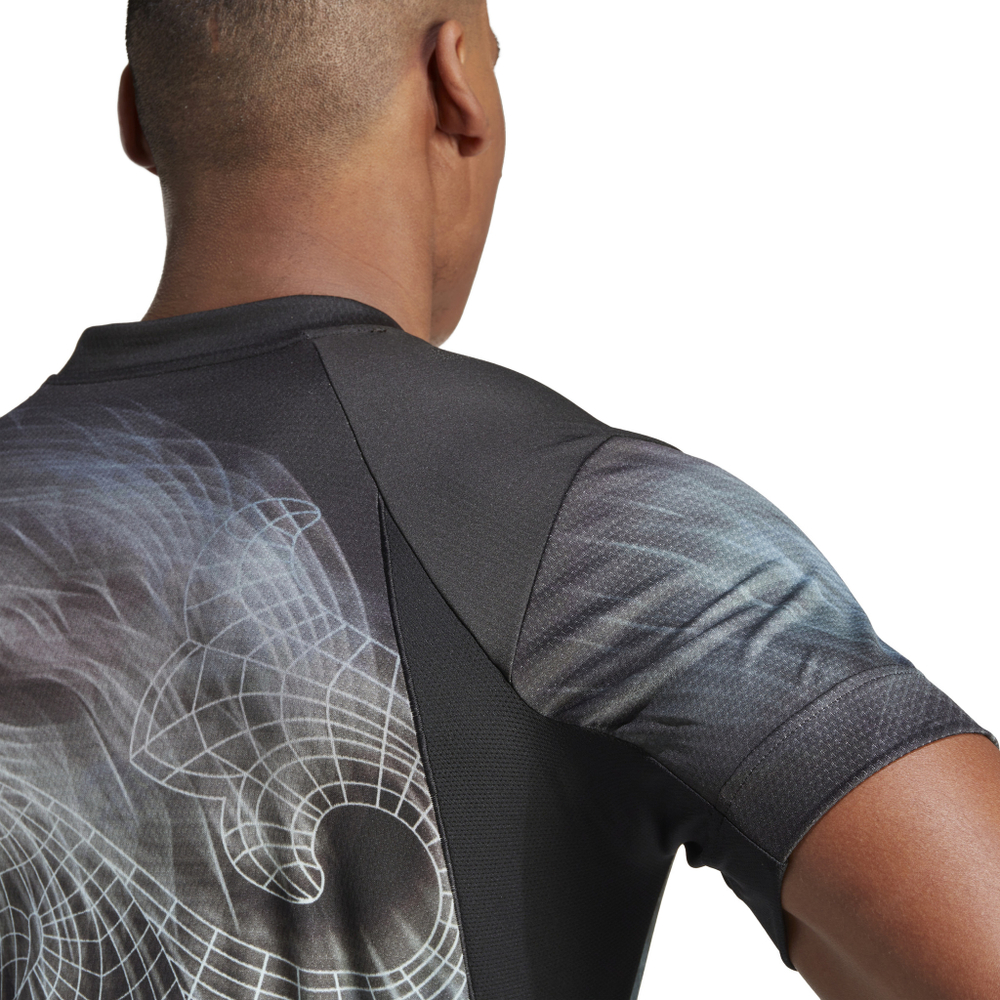 Мужская теннисная футболка Adidas Printed T-Shirt Pro - black/green