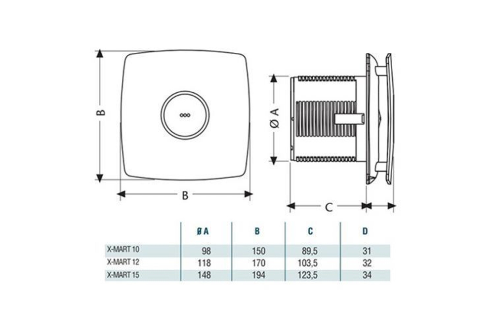 Накладной вентилятор Cata X-Mart 10 inox