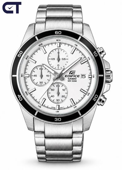 CASIO EFR-526L-7AVUDF EDIFICE мужские наручные часы — кожаный хронограф со светлым циферблатом