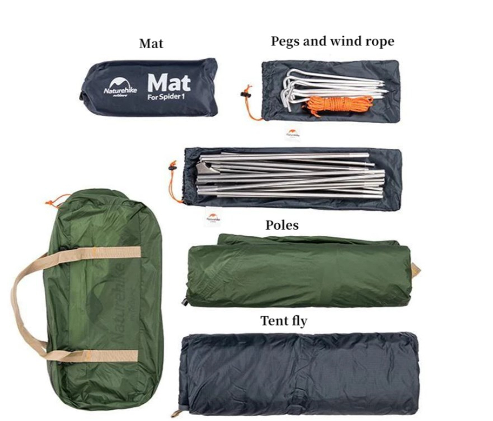 Палатка Naturehike Cycling (Spider) Si 1-местная, алюминиевый каркас, сверхлегкая, янтарная, артикул NH18A095-D-AYE.