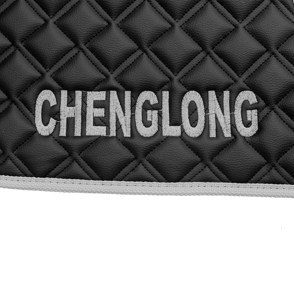 Ковры CHENGLONG (экокожа, черный, серый кант, серая вышивка)