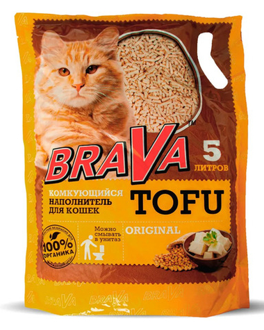 Наполнитель Brava комкующийся Тофу Оригинал для кошек 5 л
