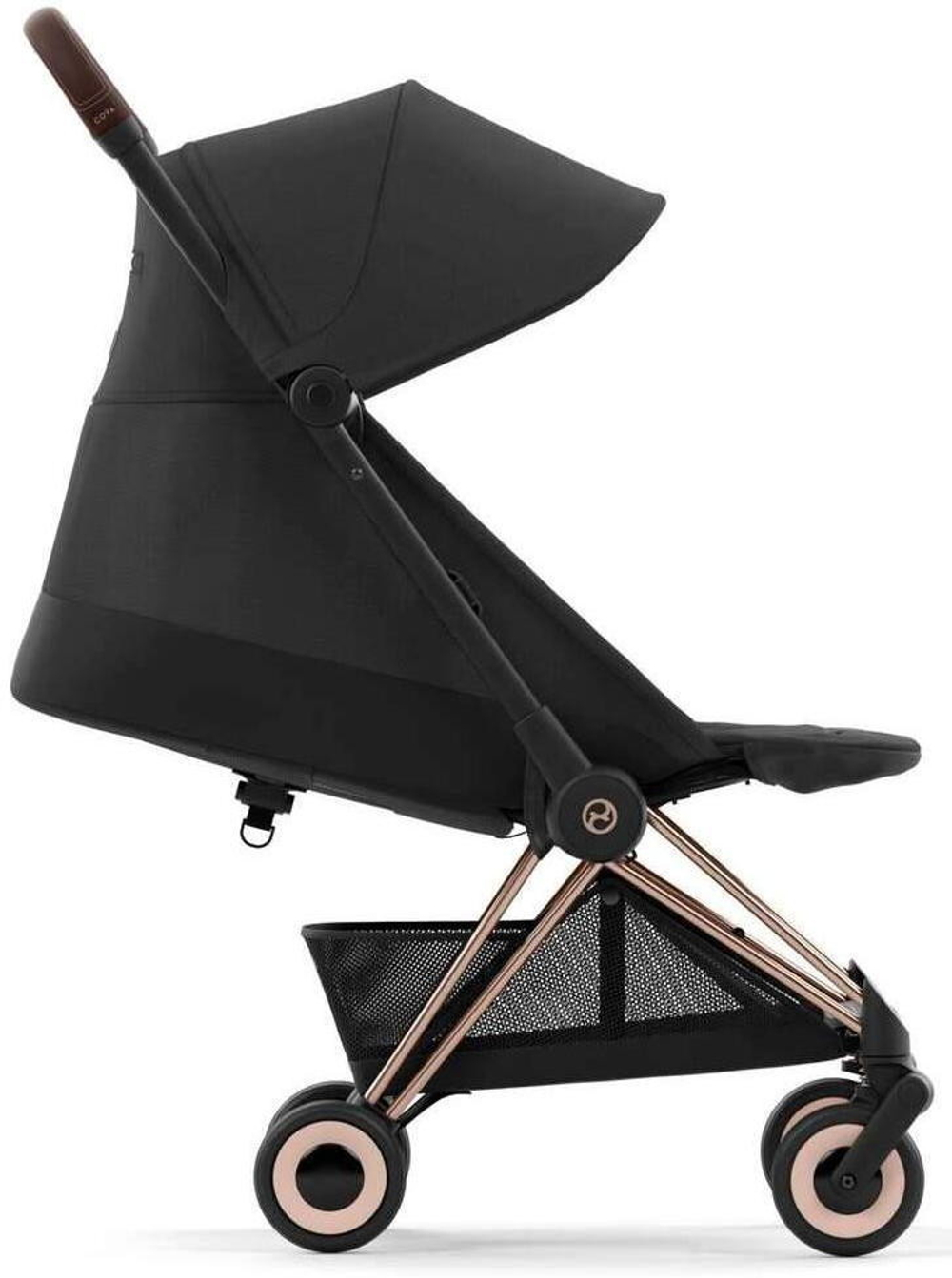 Коляска Cybex Coya Rosegold Frame Aton S2 i-Size Lava Grey Sepia Black с дождевиком и бампером