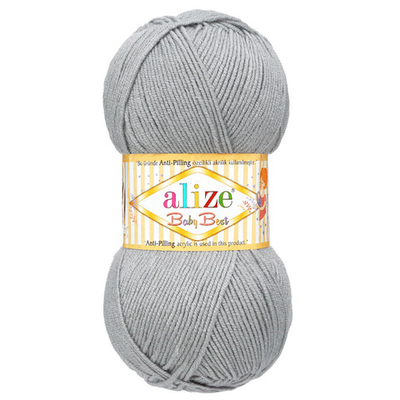 Пряжа Alize (Ализе) Baby Best / уп.5 мот. по 100 г, 240м, 344 серый A