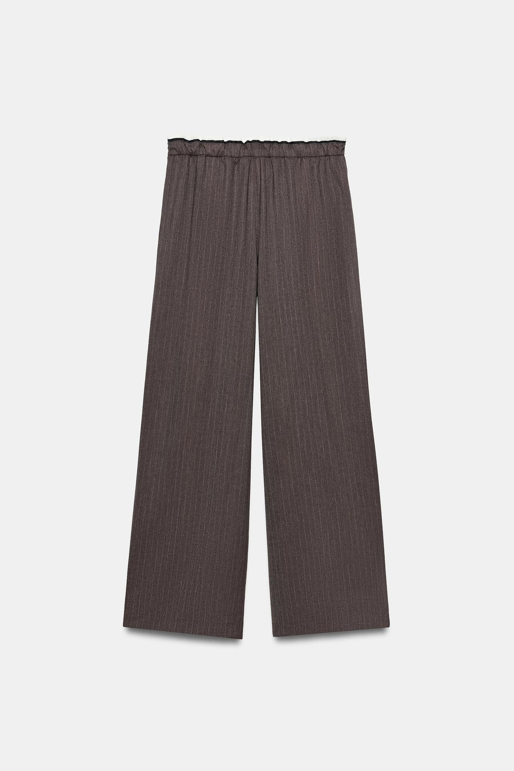 ZARA ШИРОКИЕ БРЮКИ С ДВОЙНЫМ ПОЯСОМ, СЕРО-КОРИЧНЕВЫЙ