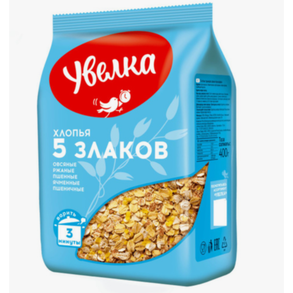 Хлопья Увелка 5 злаков  400 гр