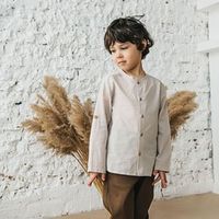 Рубашка хлопковая с длинным рукавом "Беж"