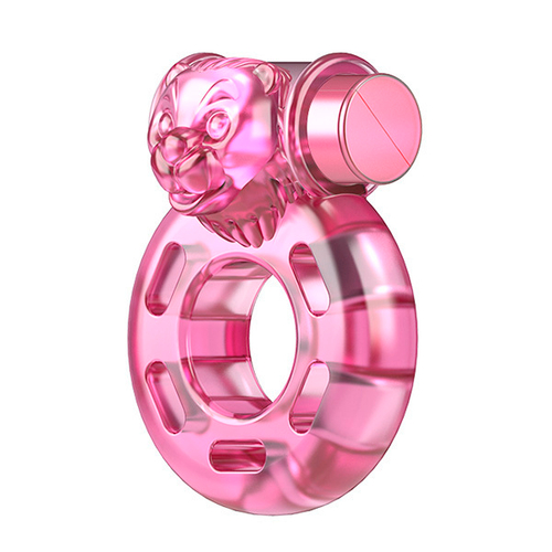 Розовое эрекционное кольцо с вибрацией 3,5х4,5см Baile Pink Bear Cock Rings BI-010084