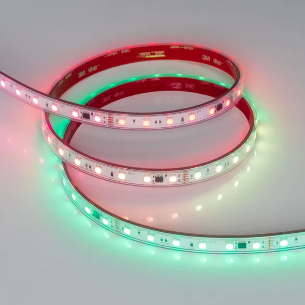 Светодиодная лента герметичная DMX-PS-B60-12mm 24V RGB-PX6 (14 W/m, IP67, 5060, 5m) (Arlight, -) 039182