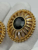 Клипсы с чёрными кристаллами Swarovski