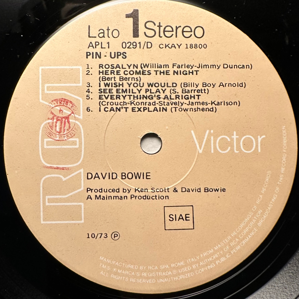 Bowie - Pinups (Италия 1980г.)