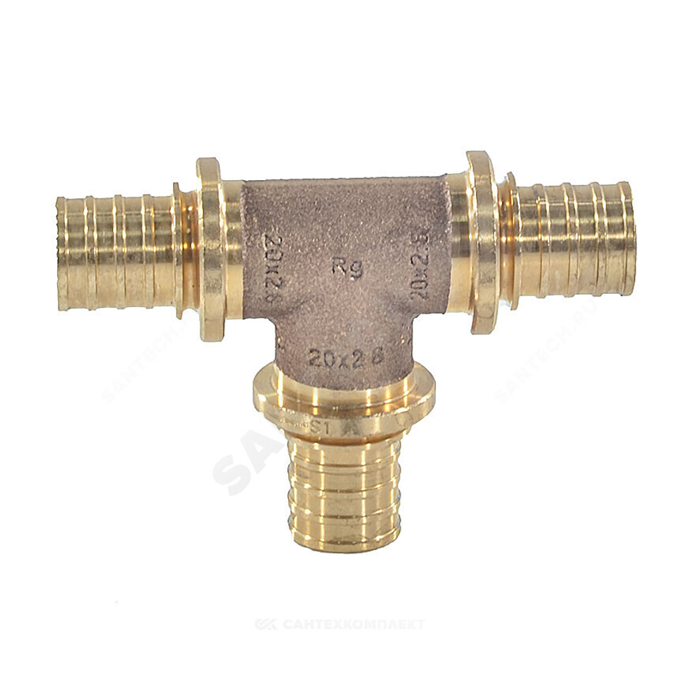 Тройник для PE-X труб аксиальный бронза Дн 20х20х20 RAUTITAN PLATINUM RX Rehau 13777261001