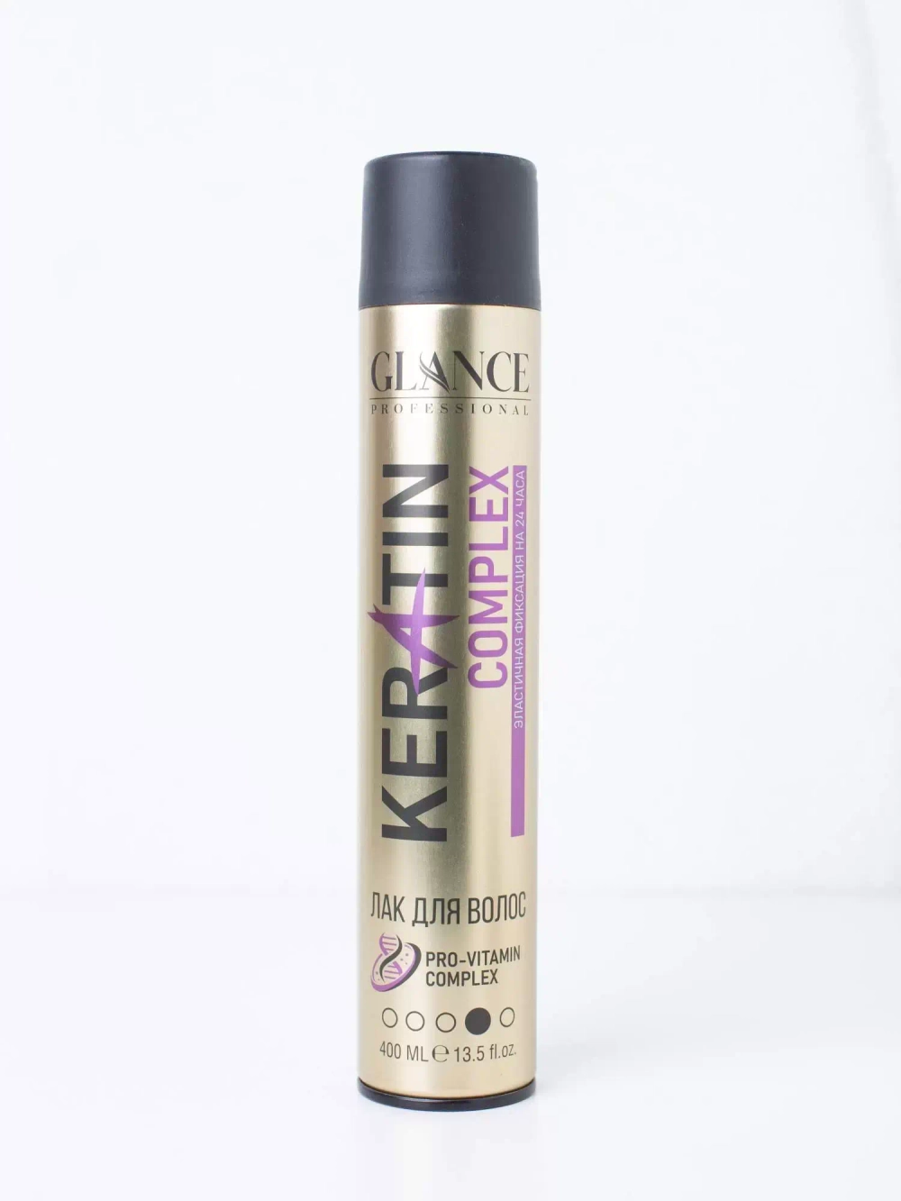 "GLANCE PRO" Лак для волос KERATIN COMPLEX экстра сильная фиксация 24 часа 400мл