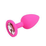 Маленькая розовая пробка с нежно розовым кристаллом ONJOY Silicone Collection (Цвет: розовый)