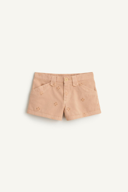 ZARA ШОРТЫ С ВЫШИВКОЙ, БЕЖЕВО-РОЗОВЫЙ