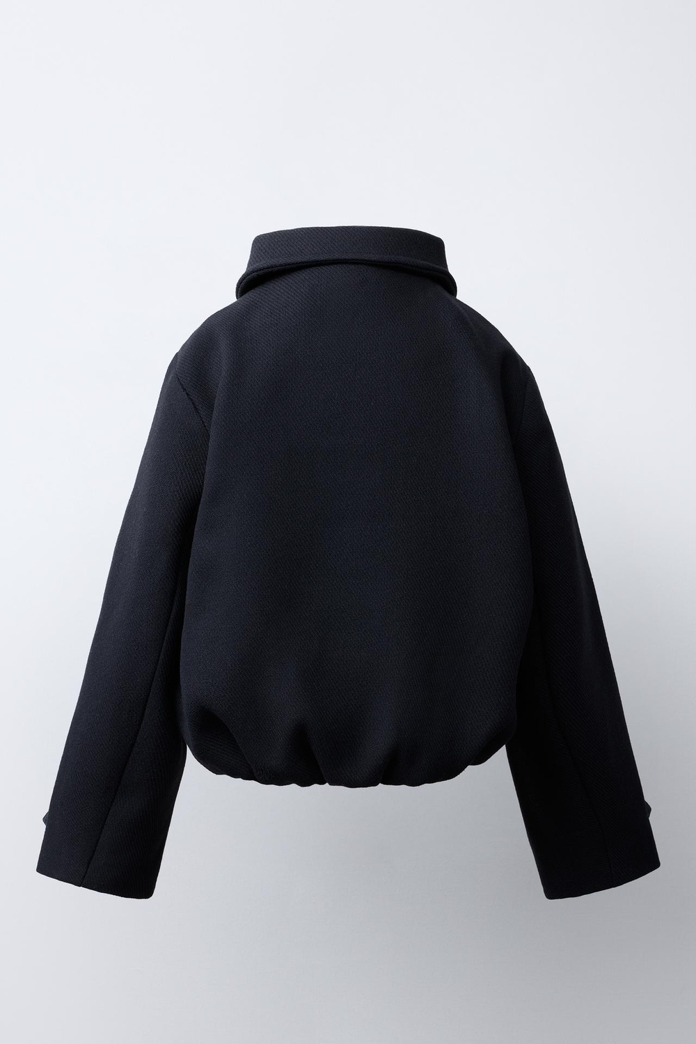 ZARA КОРОТКОЕ ПАЛЬТО ИЗ СМЕСОВОЙ ШЕРСТИ, МОРСКОЙ СИНИЙ
