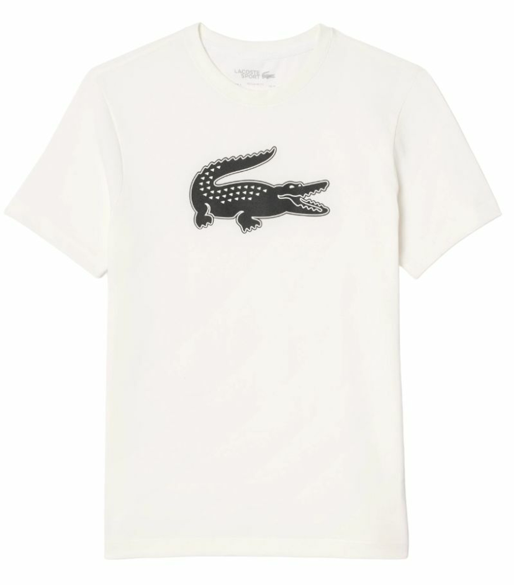Мужская теннисная футболка Lacoste SPORT 3D Print Crocodile Breathable Jersey T-shirt - white