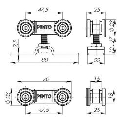 Комплект роликов для раздвижных дверей PUNTO Soft LINE 55/4 /38357/