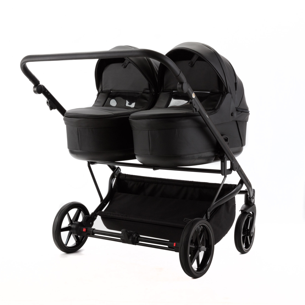Детская универсальная коляска Adamex LEO DUO Deluxe (2в1) DUO-SA2 - Черная экокожа