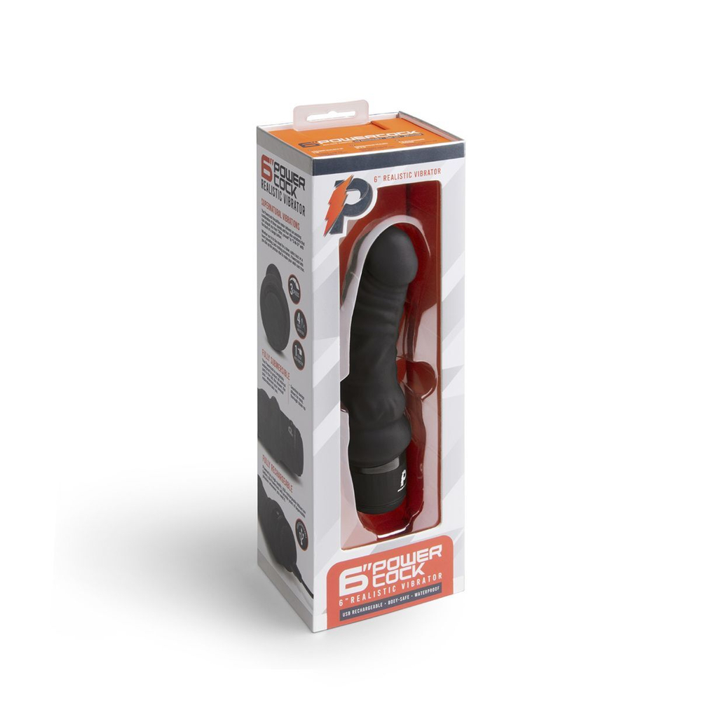 Черный вибратор-реалистик 6 Realistic Vibrator - 17 см. (Цвет: черный)