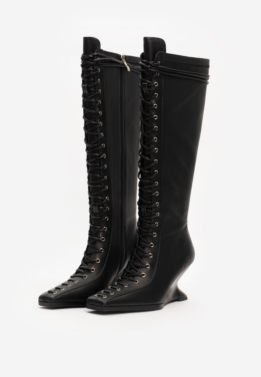 boots heel black leather