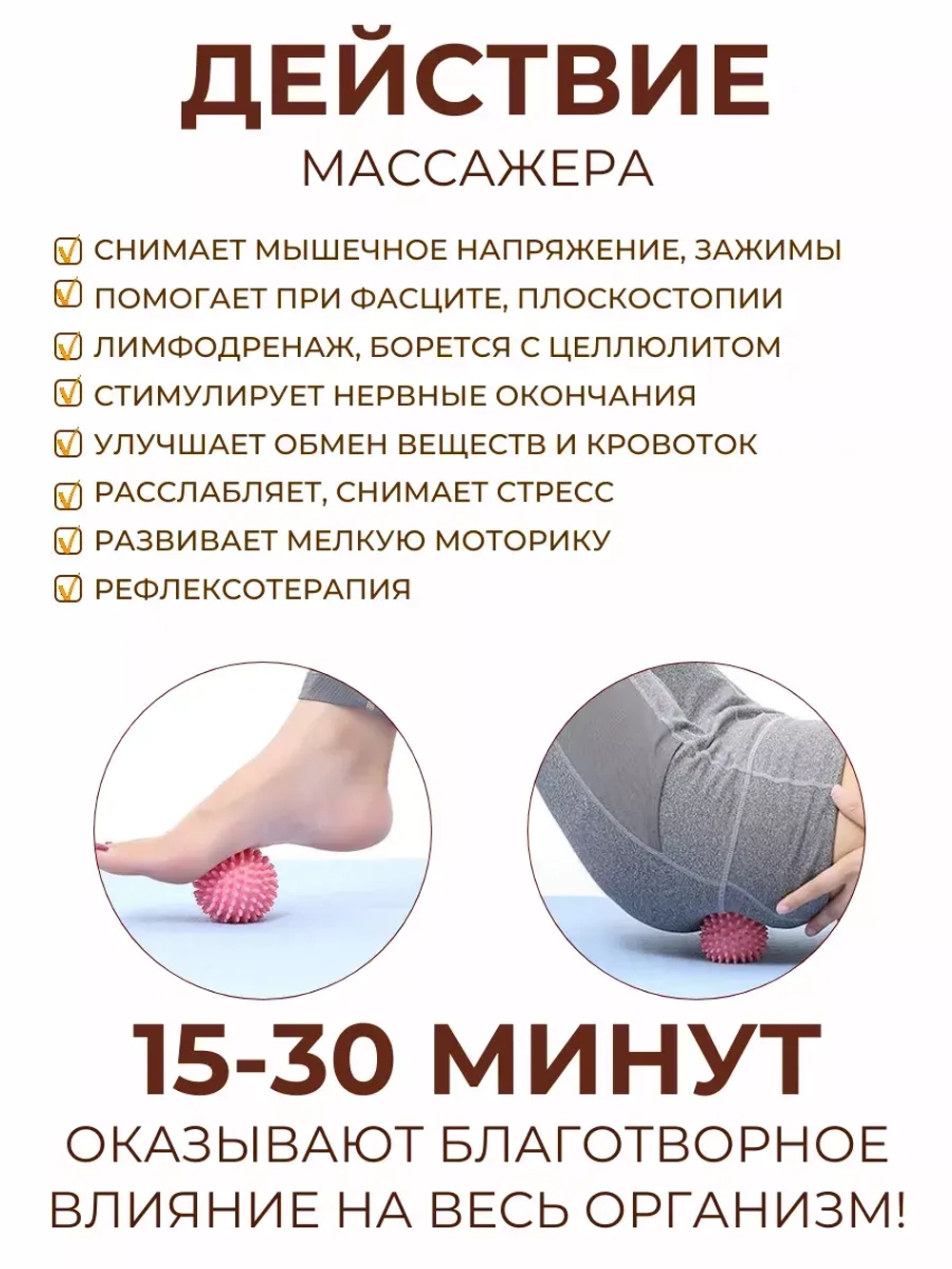 Мяч массажный для стоп с шипами–шар мфр для пилатеса