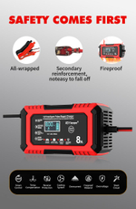 Устройство зарядное для аккумулятора (Pb / AGM / LiFePo4)12V 8A RJTianye красное