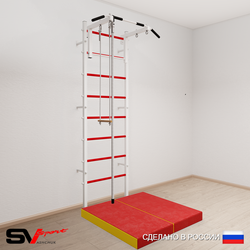 Шведская стенка Sv Sport 5154 (Турник стандарт/Канат/Трапеция/Мат 1м)