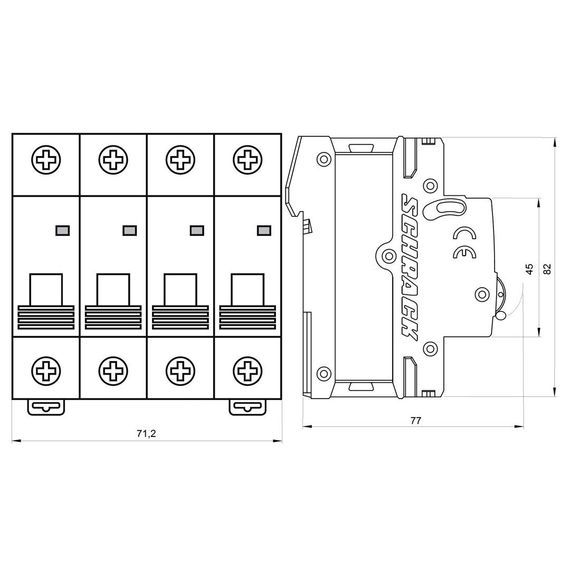 Автоматический выключатель Schrack Technik 3P+N C 25A 6kA Amparo AM617825--