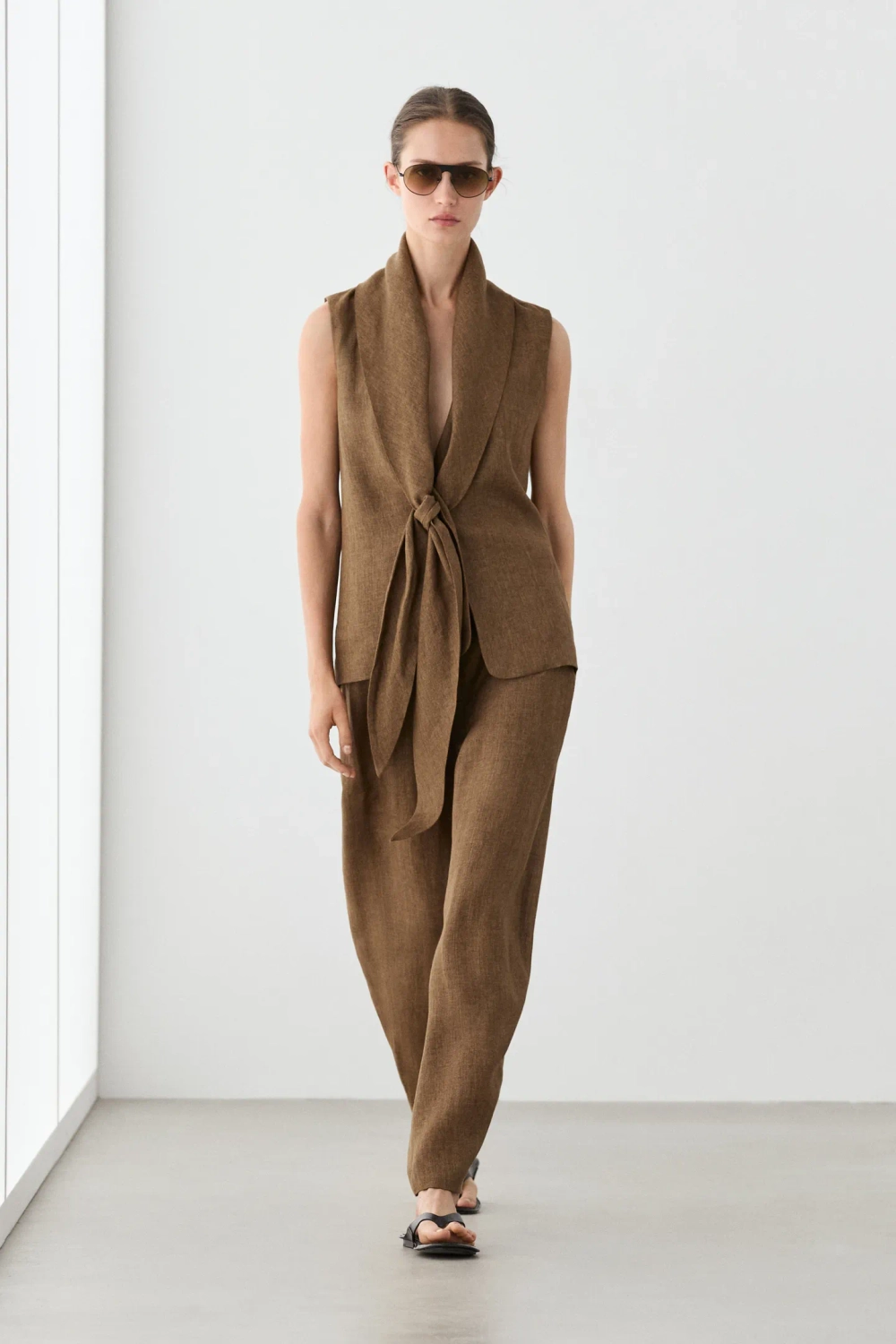 Жилет с льняными шнурками - MASSIMO DUTTI