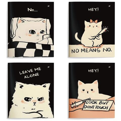 Записная книжка А6 32л. клет. "Mood cat" мягк. облистер дизайн, soft touch, двойная обложка (LOREX)
