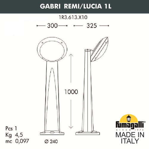 Ландшафтный светильник Fumagalli LUCIA 1R3.613.X10.AYE27