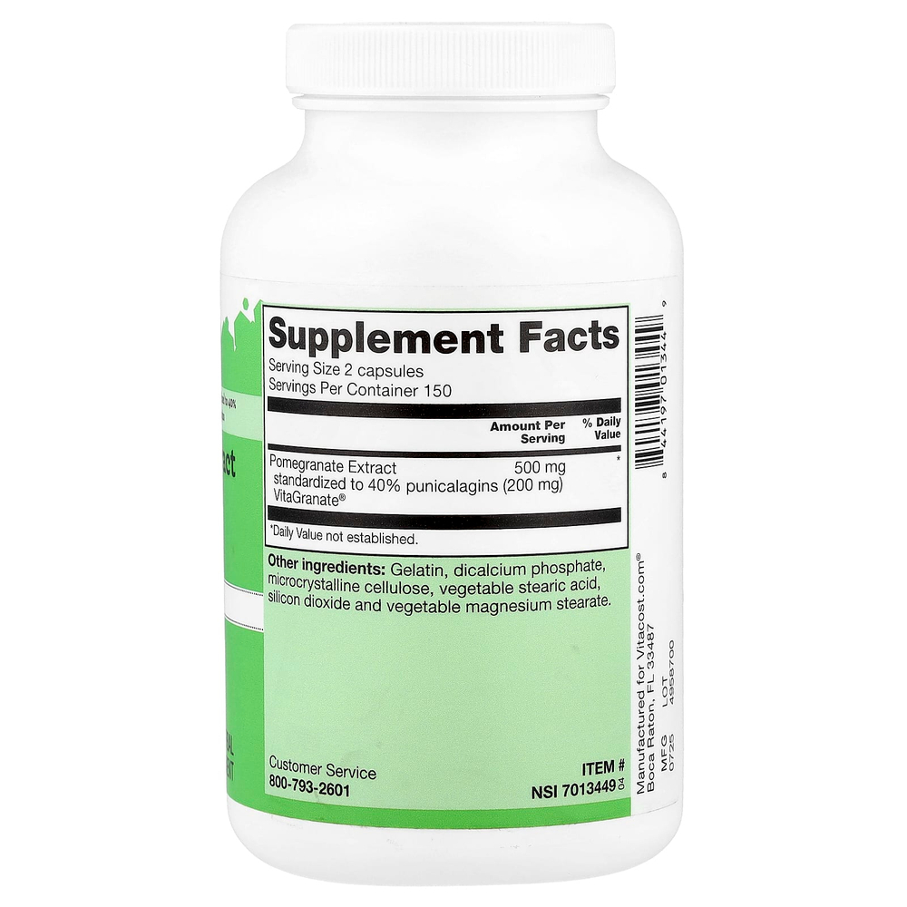 Vitacost, экстракт граната, 300 капсул (250 мг в 1 капсуле)