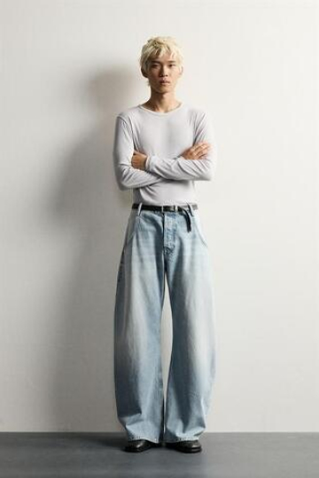 ZARA ДЖИНСЫ LOOSE BARREL FIT, СИНИЙ