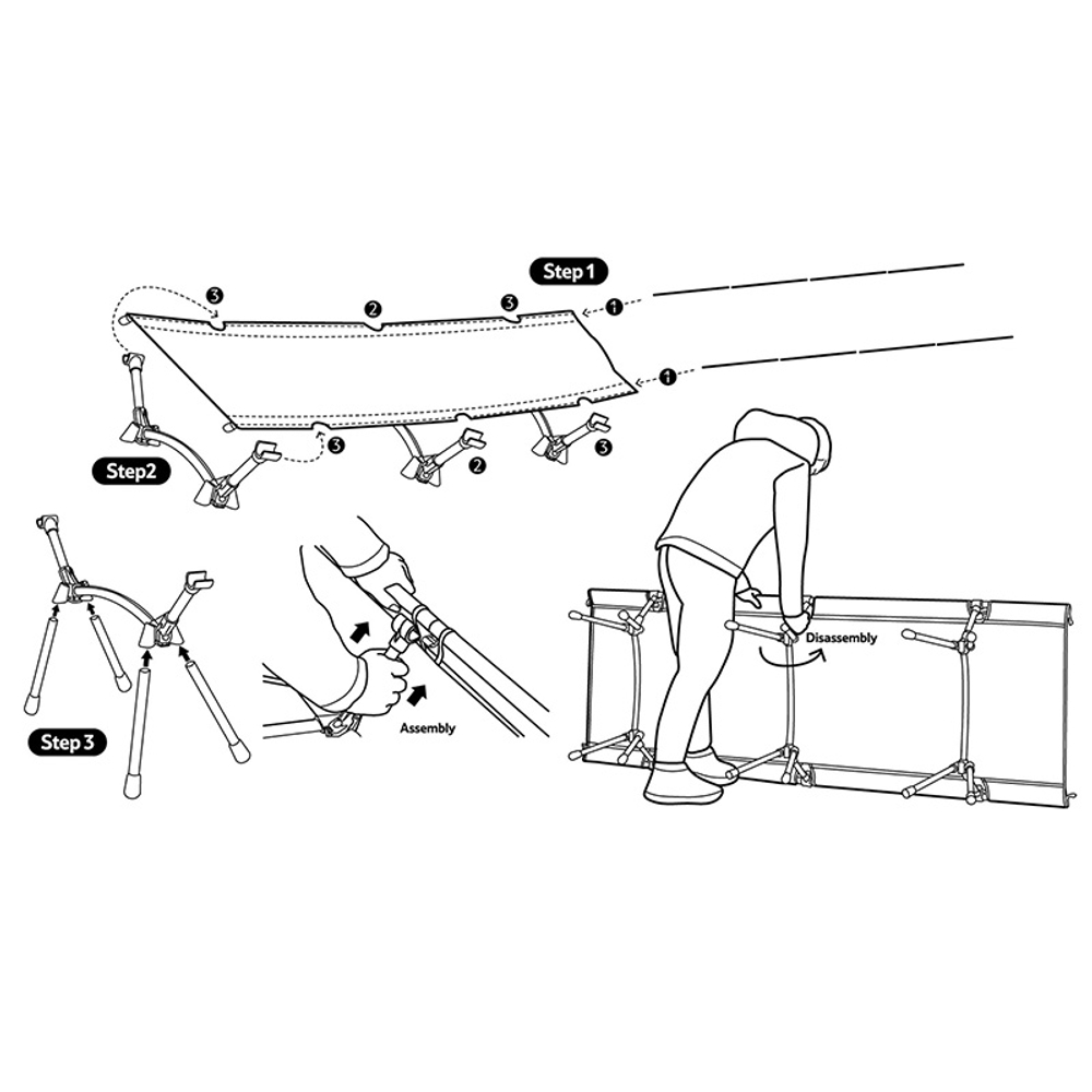 Раскладушка Naturehike XJC06 190х65х38 см, до 150 кг, черный, артикул NH20JJ009-BL