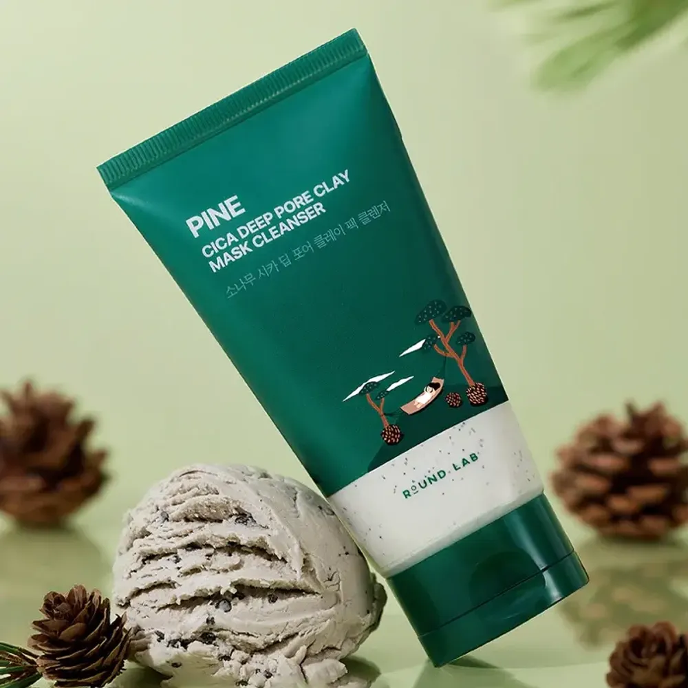 Очищающая маска-пенка с глиной и экстрактом сосны Round lab Pine Cica Deep Pore Clay Mask Cleanser 150 мл