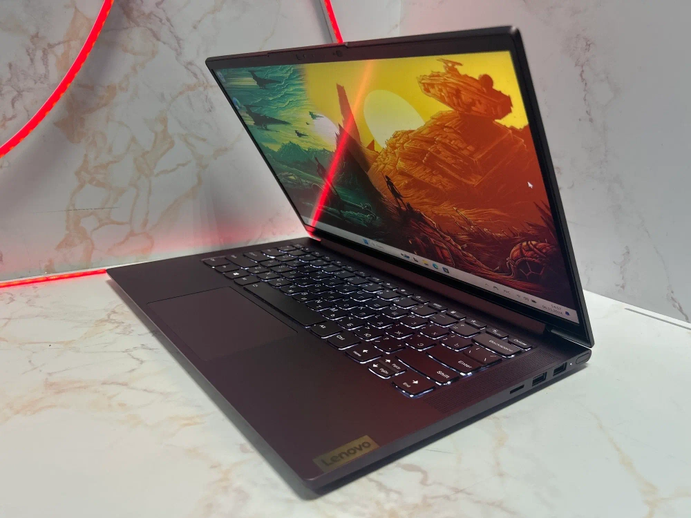 Ноутбук Lenovo Yoga Slim 7 Gen 5 (82A200F8RU) 14"/AMD Ryzen 5 4500U/RAM 8GB/SSD 512GB/AMD Radeon Graphics/1920*1080/IPS/Windows 11/Подсветка кл-ры: LED/красный. Состояние: A1