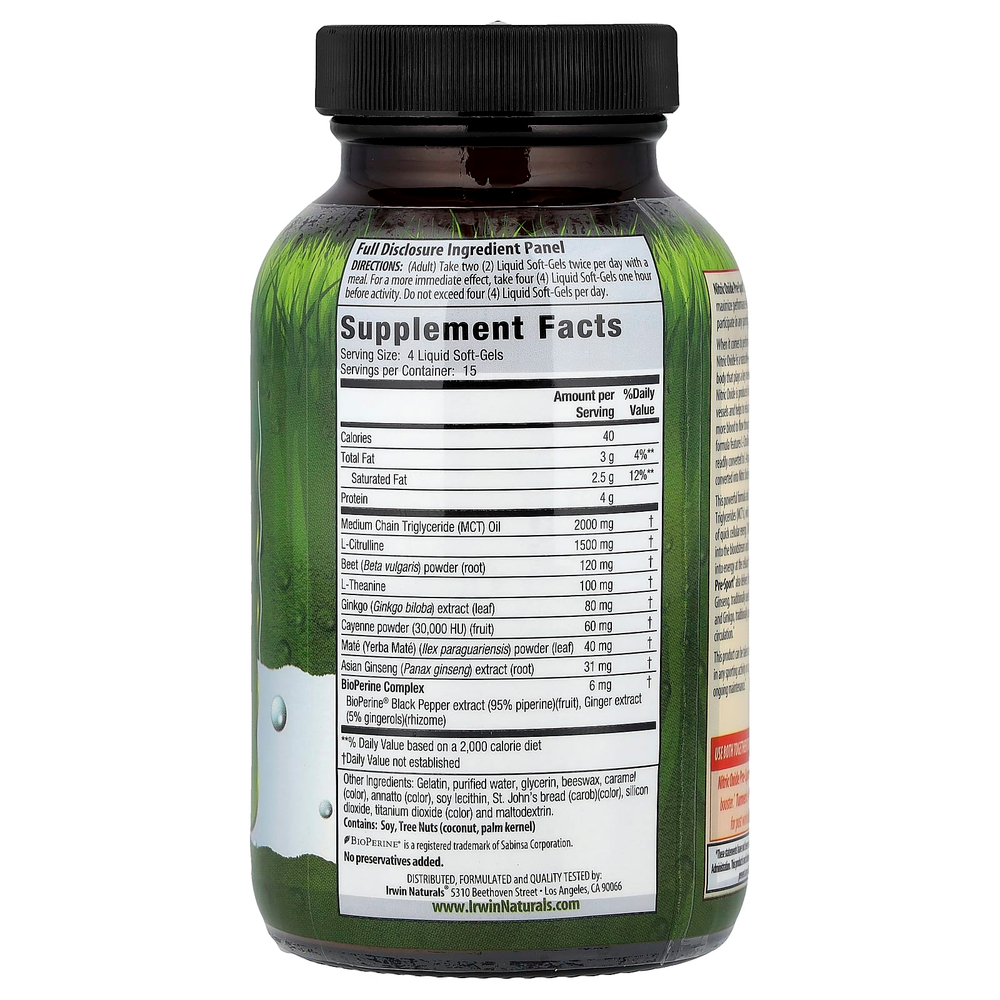 Irwin Naturals, Pre-Sport® с оксидом азота и L-цитруллином, 60 желатиновых капсул