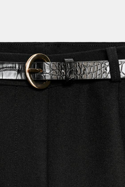 ZARA ДЛИННЫЕ ШОРТЫ С РЕМНЁМ, ЧЕРНЫЙ