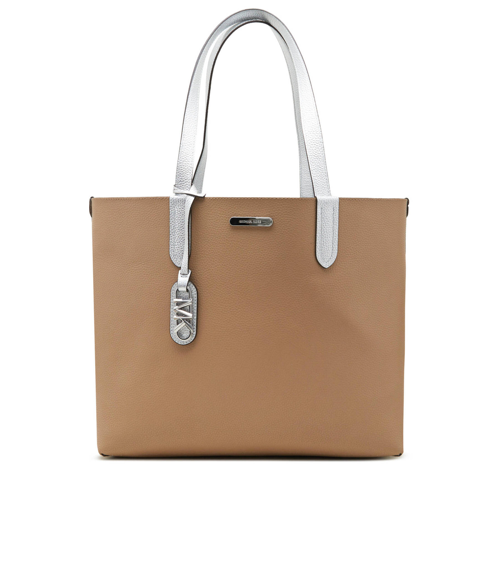 Двухсторонняя кожаная сумка-шопер + поясная сумка XL EW REVERSIBLE TOTE Michael Kors - серебряный(30H3SZAT4M)
