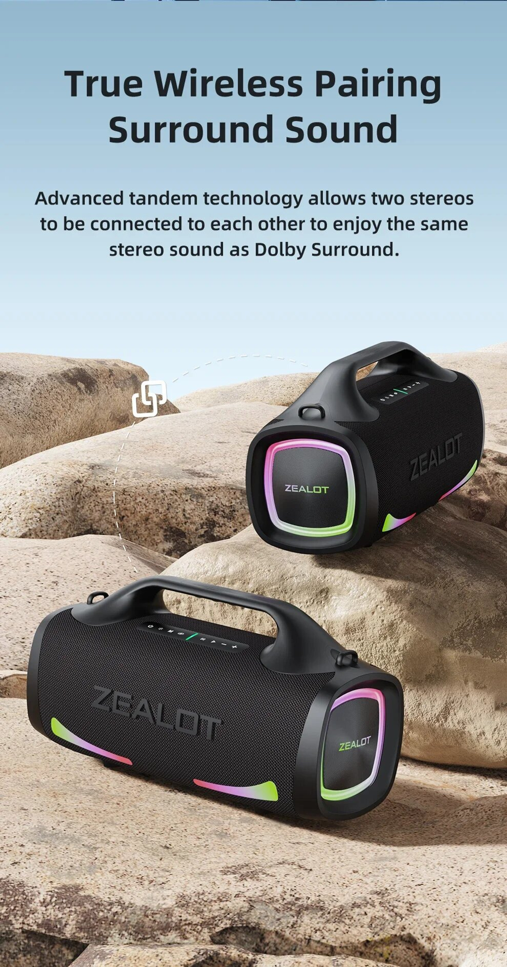 Bluetooth-динамики ZEALOT S79, 100 Вт, 24000 мА · ч, black