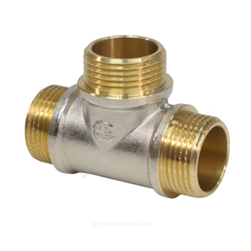 Тройник латунь никель Ду 25 (1") НР/НР/НР 9010 ГОСТ 32585-2013 Aquasfera 9010-03