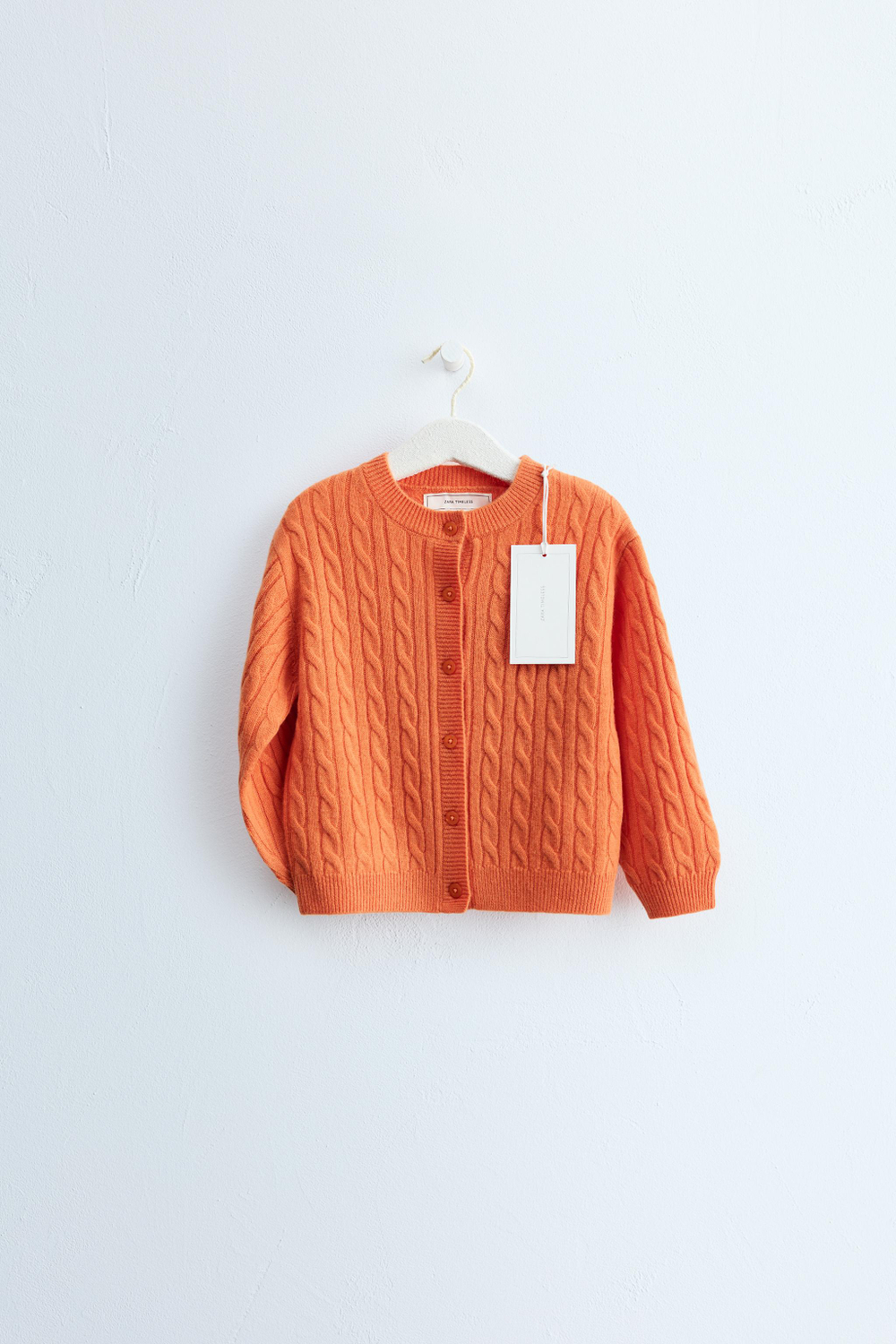 ZARA TIMELESS — КАРДИГАН ИЗ 100% ШЕРСТИ С УЗОРОМ «КОСЫ», ОРАНЖЕВЫЙ