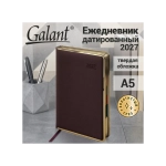 Ежедневник А-5 2027 GALANT "Infinity Gold", под кожу, темно-коричневый, 118064