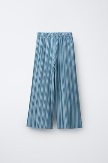 ZARA ПЛИССИРОВАННЫЕ БРЮКИ, СИНИЙ